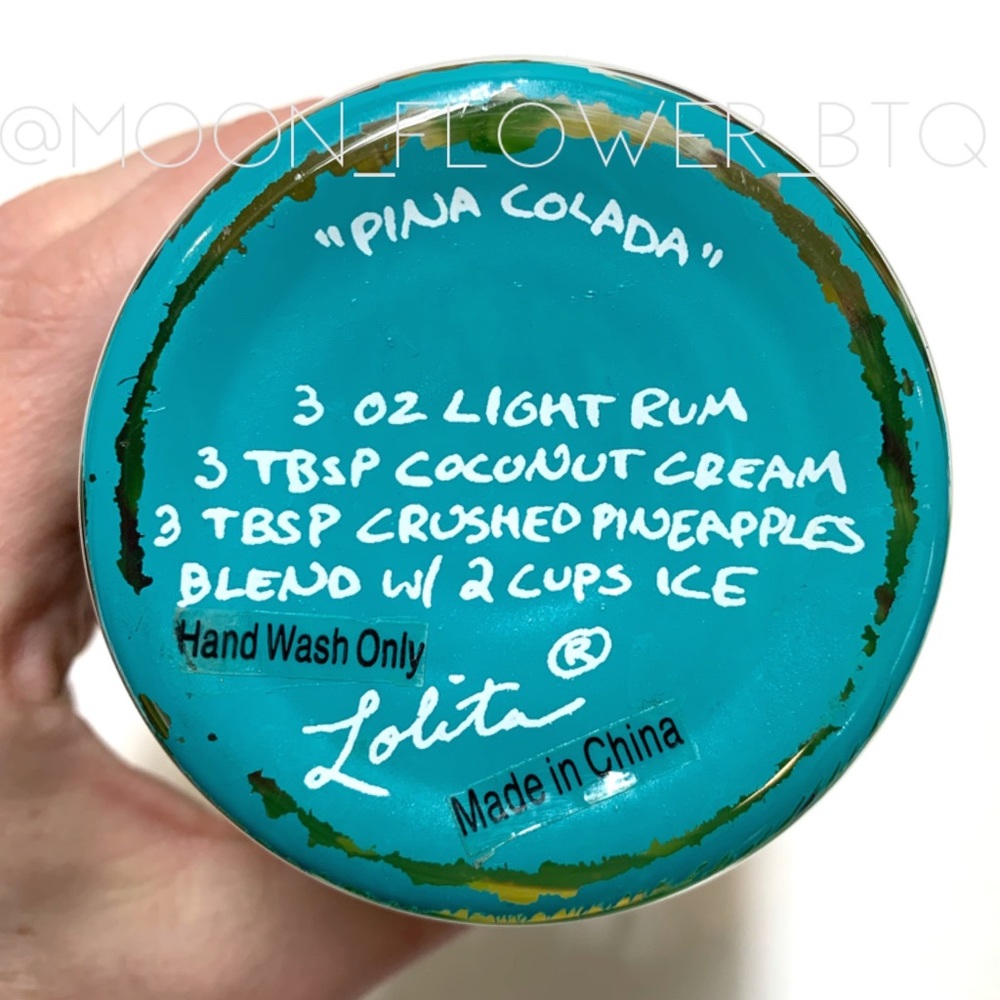 Lolita Pina Colada Hand Painted Cocktail Glass 16oz Tropical Gift Box - Picture 9 of 13